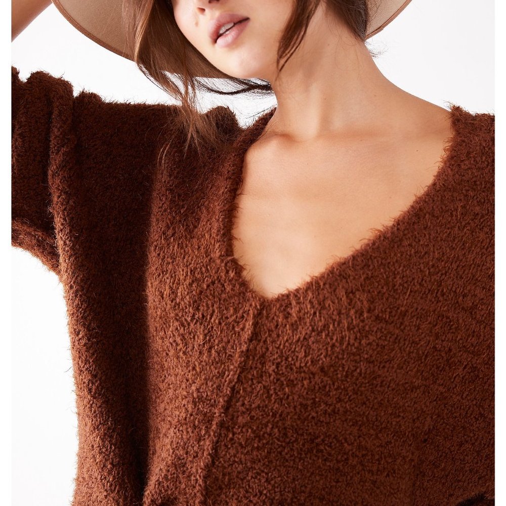 NWT Free People Icing V Pullover / Mocha Java - Picture 5 of 7